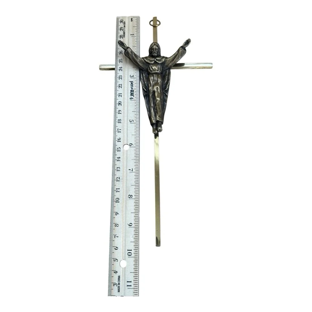 Vintage Brass Wall Crucifix Risen Christ Jesus Mid Century Modern‎ Catholic